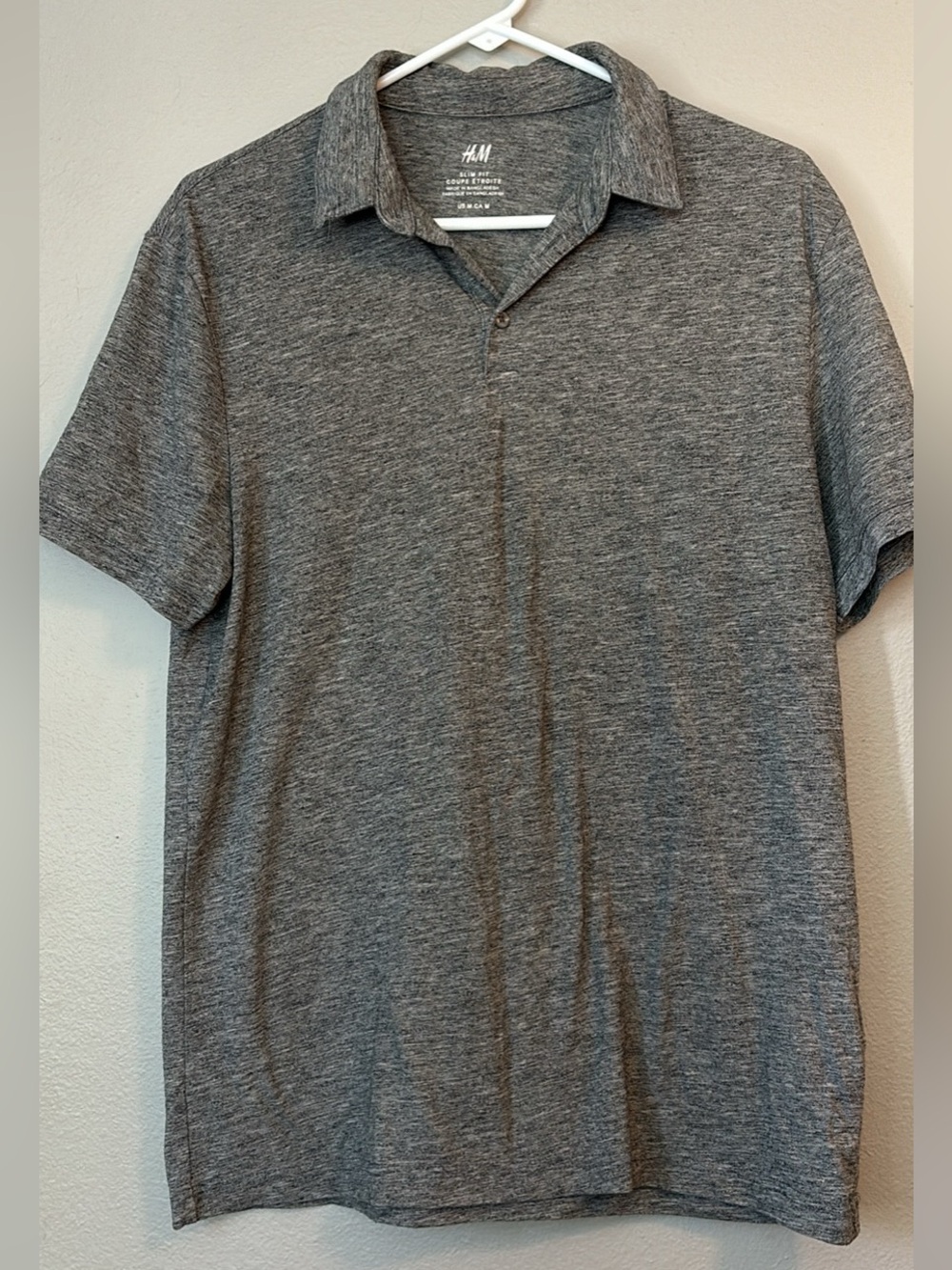 H&M Men's Gray Heather Polo Shirt